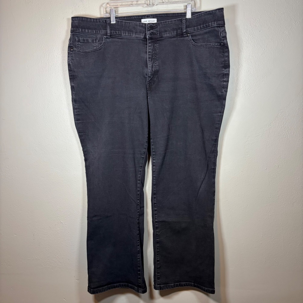 Lane Bryant Womens Size 26 Black Wash Double Button Straight Leg Denim Jeans